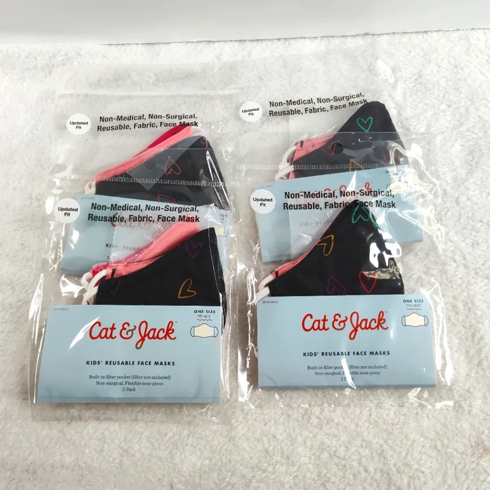 Cat & Jack Reusable Face Masks - Black and Pink 4 Packs